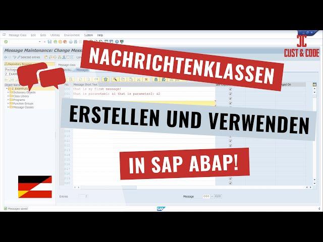 Nachrichtenklassen - erstellen und verwenden in SAP ABAP [deutsch]