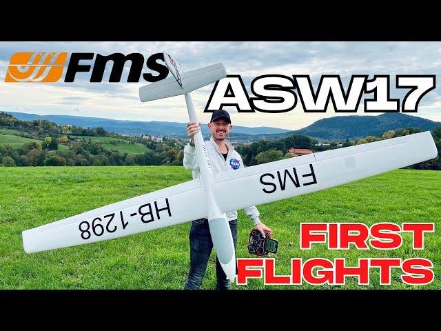 MAIDEN & CG TEST • FMS ASW-17 2500mm Glider RC PLANE • (English/Français 4K 60fps)