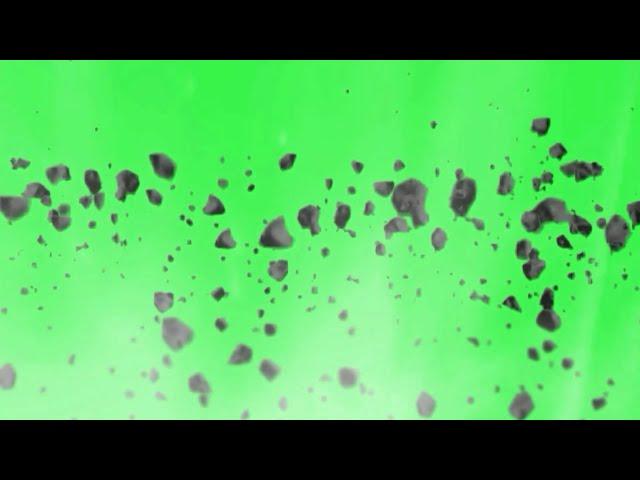 Green screen rocks flying particles