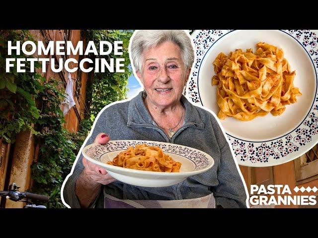 99yr old Rina makes delicious fettuccine | Pasta Grannies