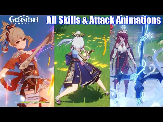 Genshin Impact - All 37 Characters Skills & Attack Animations (Inazuma Updated)