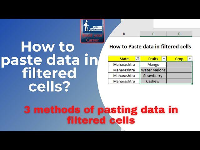 How to paste data in filtered cells