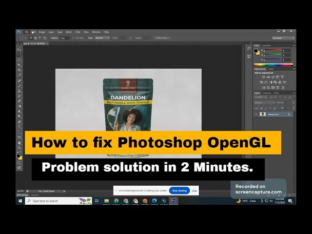 How to fix OpenGL, Graphics processor not detected, Rotate hand tool and 3D features in photoshop