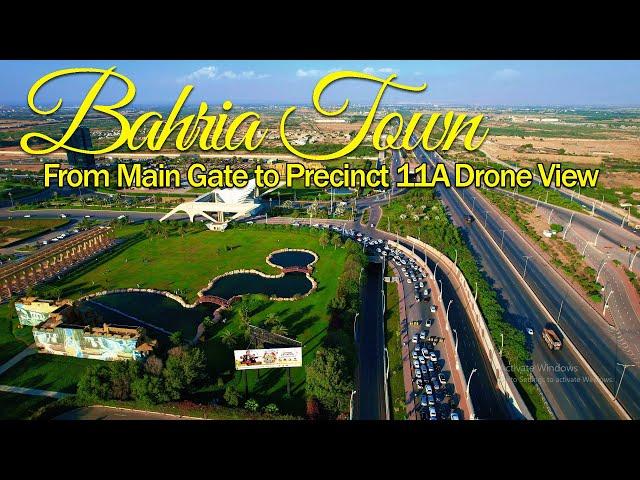 Bahria Town Karachi - From Main Gate to P-11A Drone View