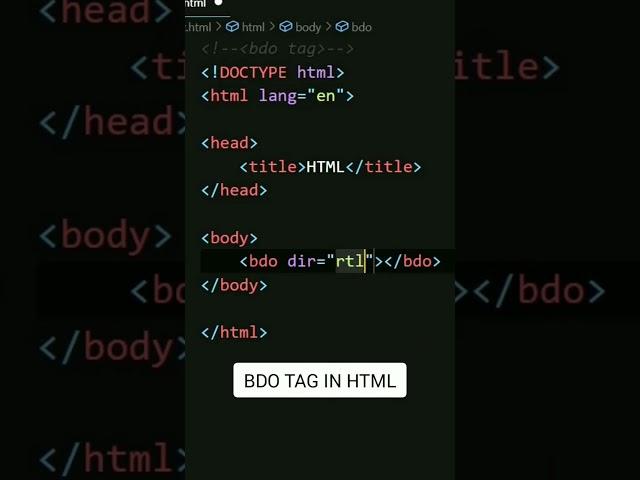 Html bdo tag | HTML #programming #html