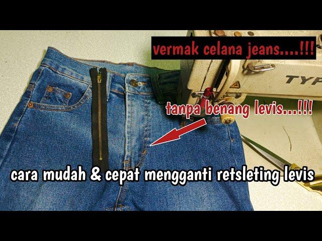 pasang retsleting celana jeans (Levis)