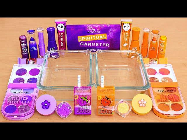 Purple vs Orange - Mixing Makeup Eyeshadow Into Slime ASMR