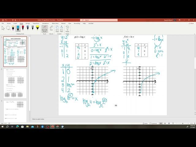 M1050 - Lesson 16: Logarithmic Functions