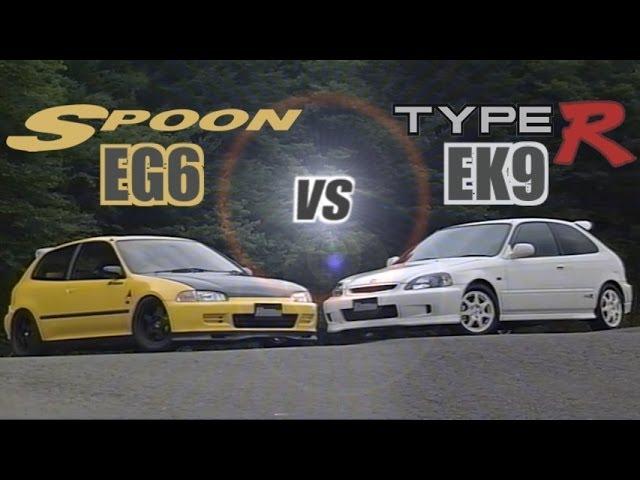 [ENG CC] Spoon Civic EG6 B18C vs. Civic Type R EK9 B16B in Ebisu 1998