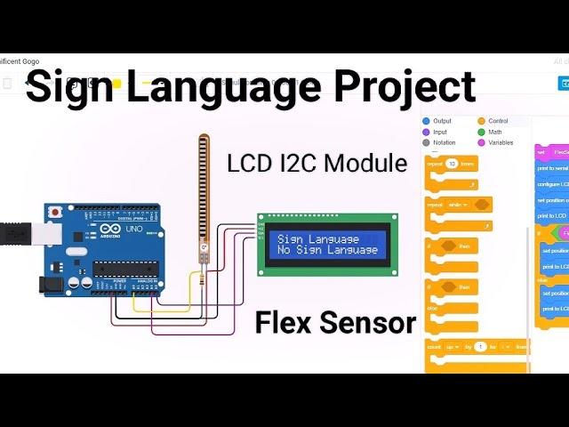 Tinkercad Arduino Project : Sign language for blind people using Flex Sensor | Everyone can talk now