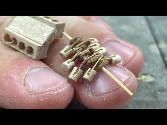 Worlds smallest wooden engine model