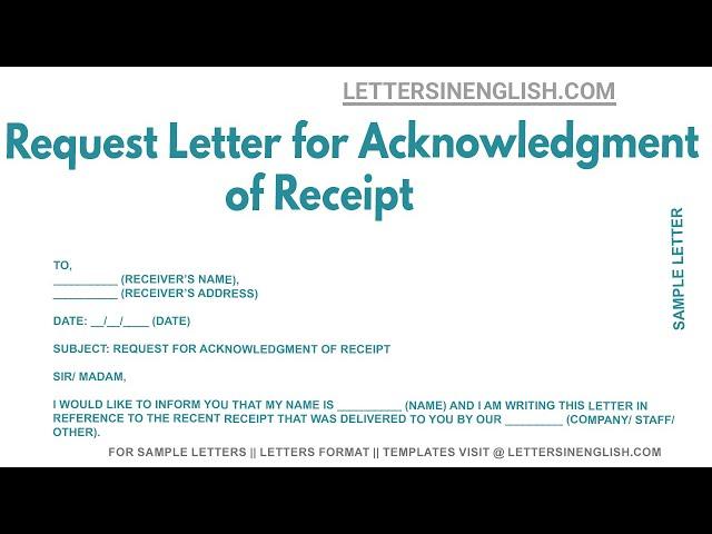 Request Letter For Acknowledgment Of Receipt - Sample Letter Requesting Acknowledgement of Receipt