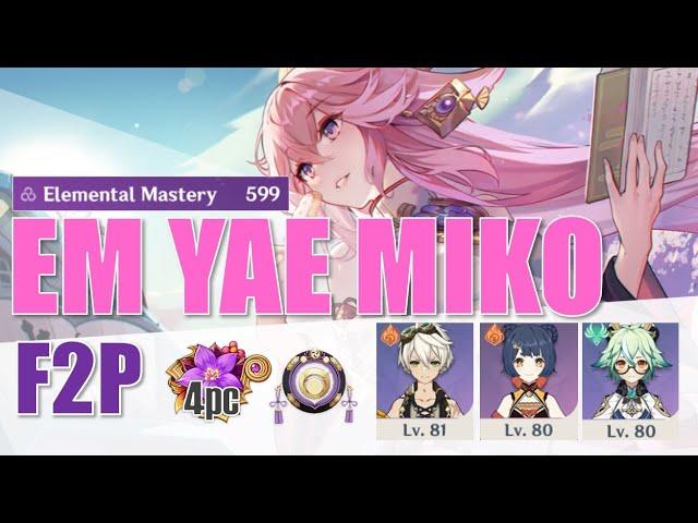 Triple EM Yae Miko F2P Build | Possible Dendro Reaction Build | C0 Yae Miko Showcase | Hakushin Ring