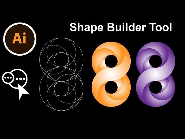 illustrator gradient Eight | illustrator Shape Builder tool | Best 3d Tutorial