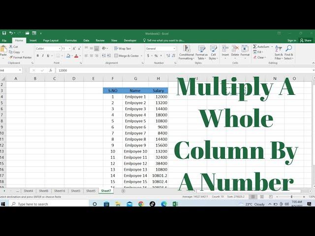 How To Multiply A Whole Column By A Number In Microsoft Excel | Multiply Column With A Number Excel