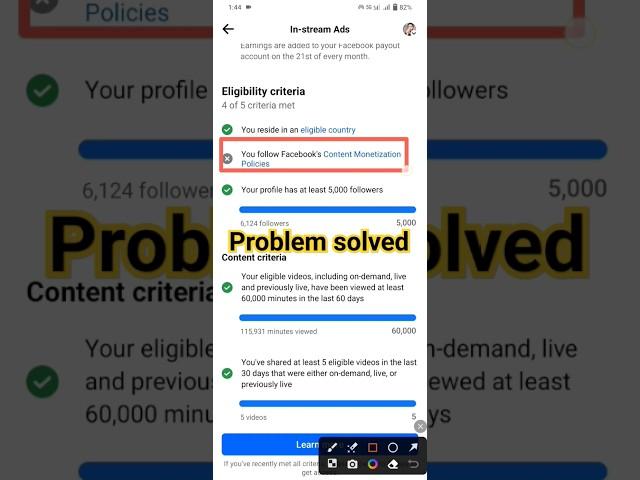solve content monetization policy #shorts #facebook #short
