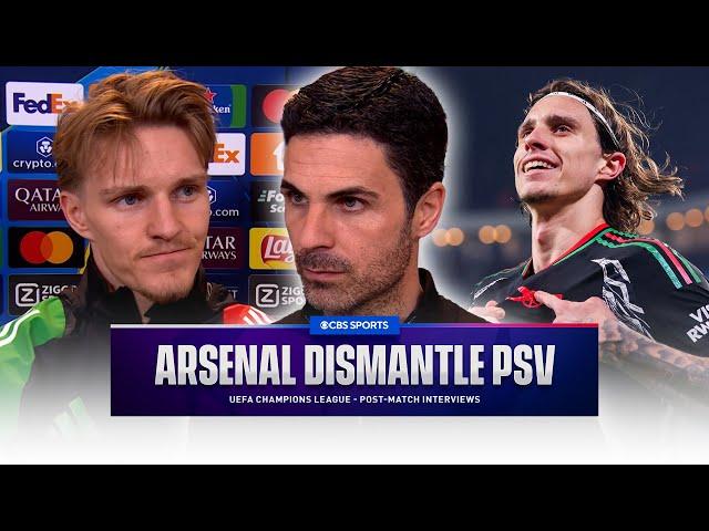 "Be HUMBLE" Arteta preaches after Arsenal's RECORD-BREAKING win over PSV  | CBS Sports Golazo