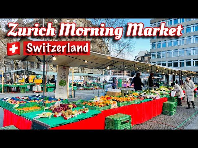 Weekly Markets in Zurich City 2022 ! Morning open markets in Europe ! Switzerland 4K