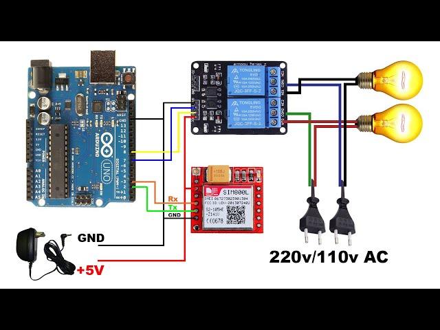 Arduino Sim800l Relay Control with SMS | Control Home Appliances with Arduino and Sim800l