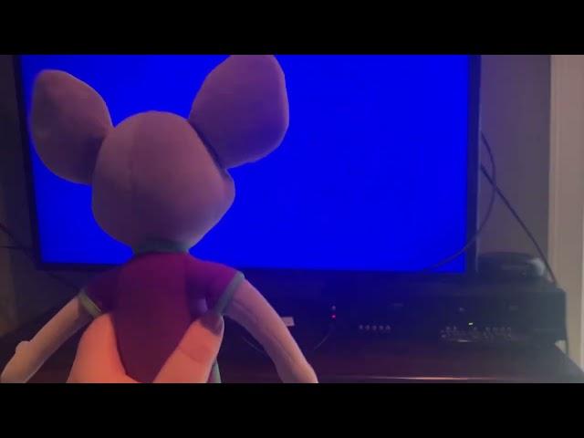 Chuck E Cheese the rat watches Lyrick Studios and Barney Home Video logo