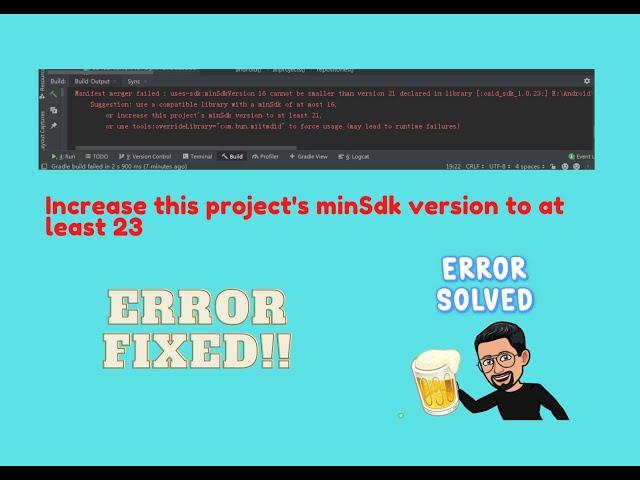 increase this project's minSdk version to at least 23 - Error solved!! || Flutter