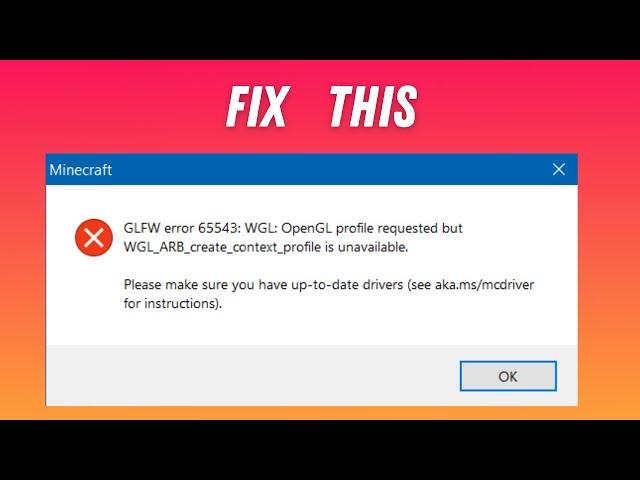 How to Fix OPENGL Error 65543 in Minecraft | Fix GLFW error 65543