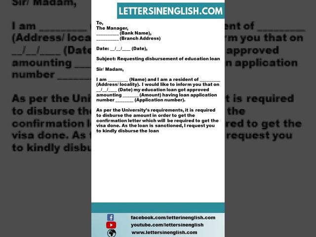 Request Letter for Pre-Visa Loan Disbursement