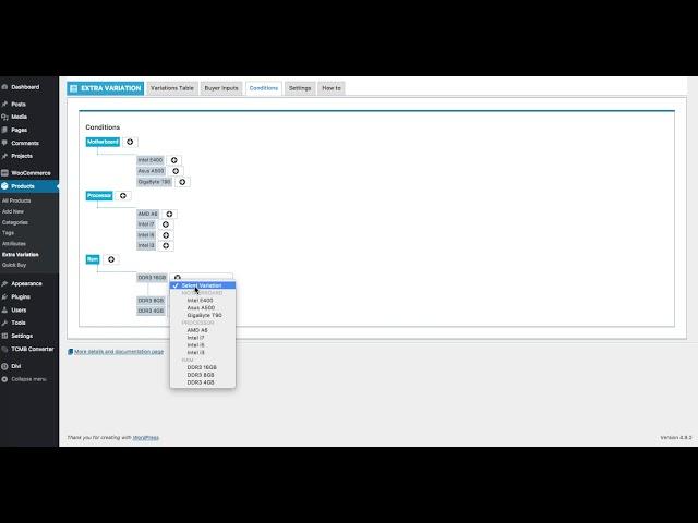 WooCommerce Extra Variation Plugin - How To Create Conditional Variations