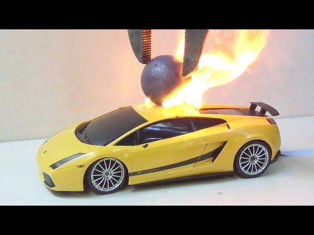 Red Hot Metal Ball vs RC Lamborghini || RC Car Burnout Extreme