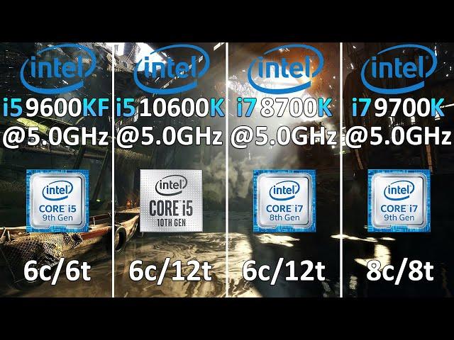 i5-9600KF vs i5-10600K vs i7-8700K vs i7-9700K - OC 5GHz - Test in 10 Games 1080p and 1440p