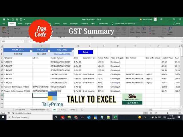 Tally to Excel Live Data | GST Summary Tally to Excel | Power Query Tally Connection @LearnWell