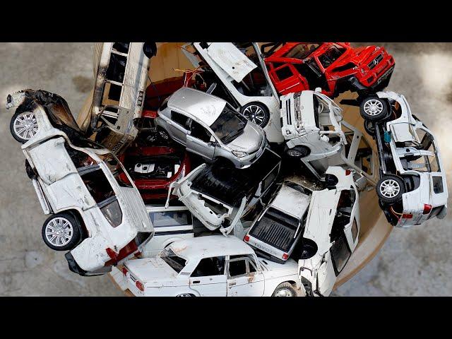 Box Full of Crashed Diecast Cars - Toyota Yaris, Land Cruiser, Civic, Corolla, Hiace, Ford