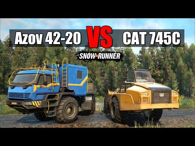 Snowrunner CAT 745C vs Azov 42 20 Antarctic | Battle of Monsters