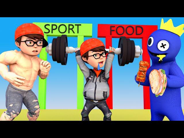 Food Run Nick Fat Boy Challenge - Scary Teacher 3D vs Rainbow Friends