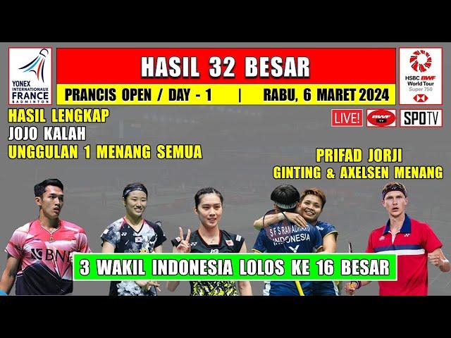 Hasil Lengkap Prancis Open 2024 Day 1 R32 ~ JOJO Kalah ~ GINTING & AXELSEN Menang ~ 3 Wakil Ke R16