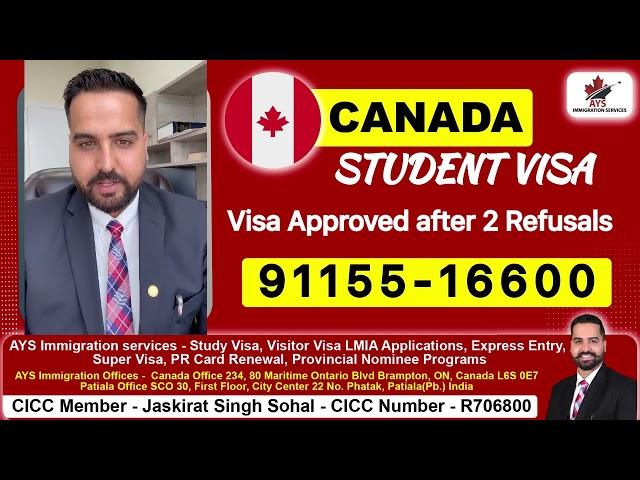 Canada Study Visa 2023 | Visa Approved After 2 Refusals | Success Story | AYS Immigration |