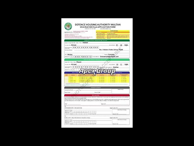 DHA Multan Manual Application Form