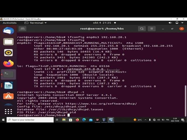 Installation et configuration d'un serveur DHCP sous Linux (Ubuntu 20.04)