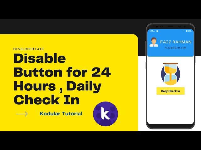 When Button Clicked Disable The Button For 24 hours | Daily Check In | Kodular