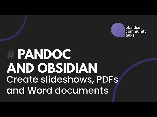 Using Pandoc to write PDFs, Word documents, and slideshows in Markdown - Obsidian Community Talk