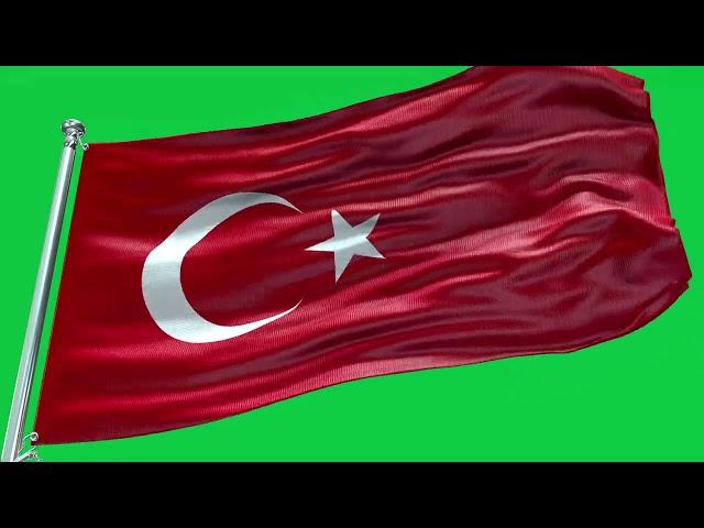 Turkey  Flag Waving  | GREEN SCREEN & CHROMA MATTE