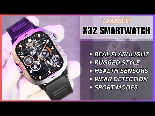 Cheap Rugged Smartwatch with Real Flashlight - Unboxing Laxasfit X32 Smartwatch!