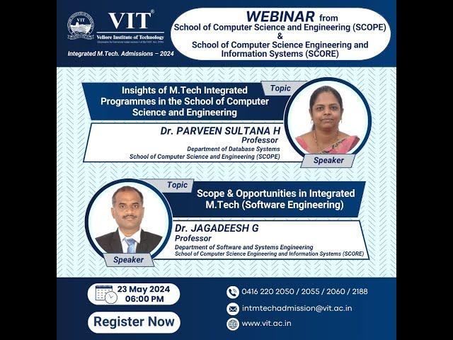 Webinar from the SCOPE & SCORE for Integrated M.Tech. Aspirants-2024.