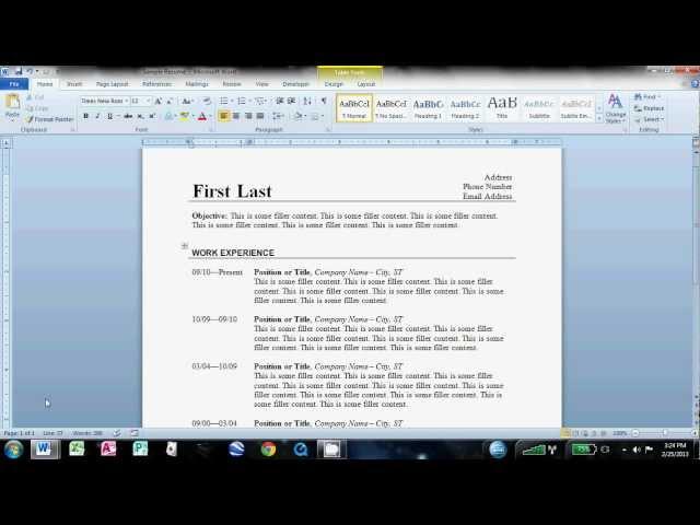 How to Make an Easy Resume in Microsoft Word