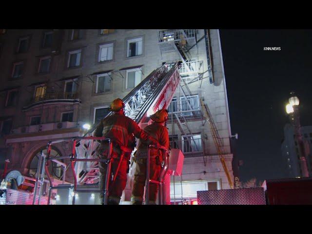 Firefighters Douse Flames at Cecil Hotel in Downtown Los Angeles