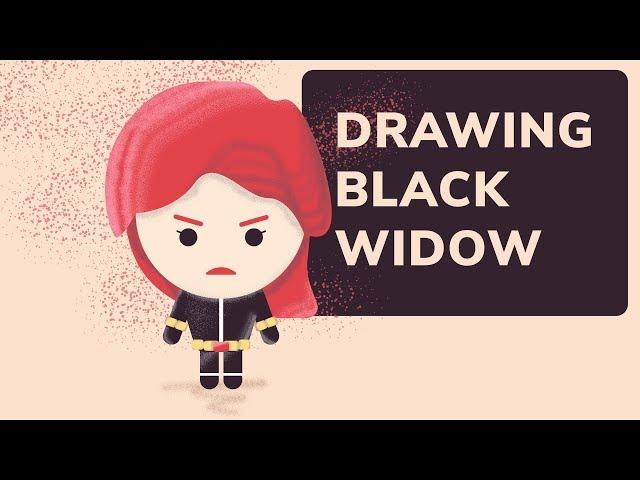 Drawing Black Widow (Avengers: Endgame) in Adobe Illustrator - Flat 3D Design #FanArt