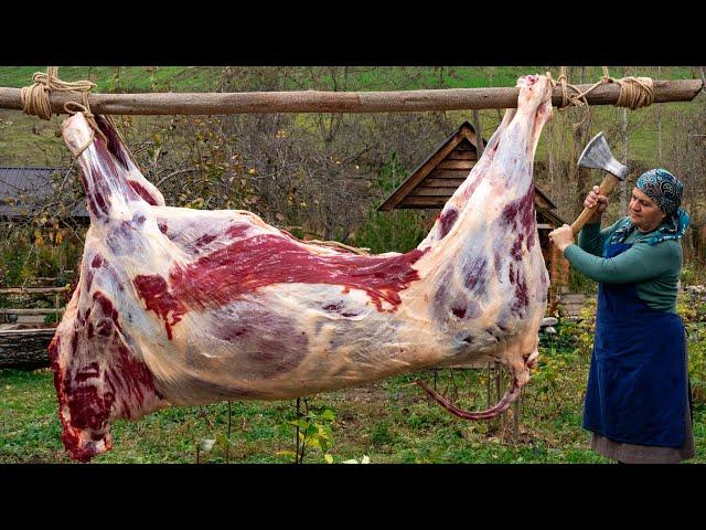 Butchering a WHOLE BULL and Cooking in Glass Jars