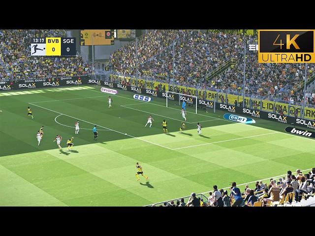 4K | PES 2024 Ultra Realism Sound and Graphics Mods | Borussia Dortmund vs Frankfurt | 24/25 Season