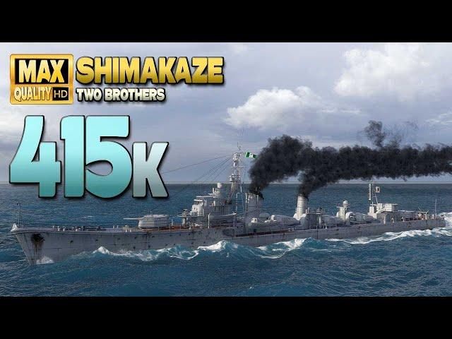 Destroyer Shimakaze: Great +400k game on map "Two Brothers" - World of Warships