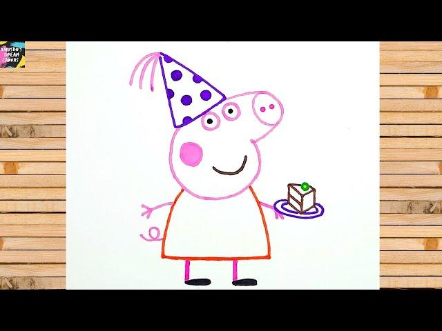 How to draw peppa pig easy || Peppa pig drawing step by step || Peppa pig drawing for kids